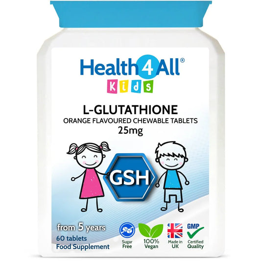 Health4All Kids L-Glutathione 90 25mg Chewable Tablets, Orange Flavored