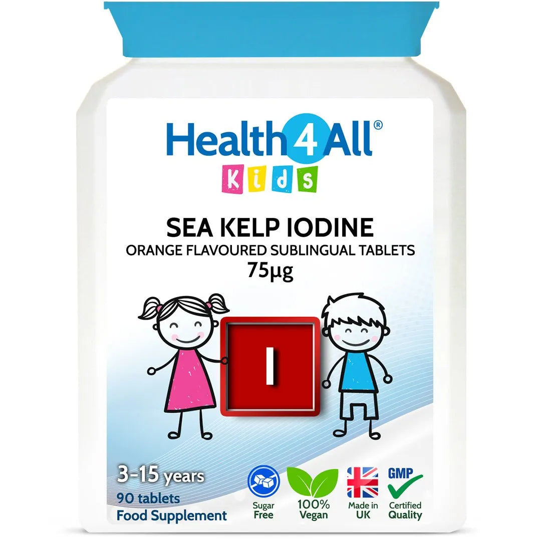 Health4All Kids Sea Kelp Iodine 90 75µg Sublingual Tablets, Orange Flavoured