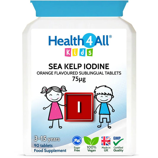 Health4All Kids Sea Kelp Iodine 90 75µg Sublingual Tablets, Orange Flavoured