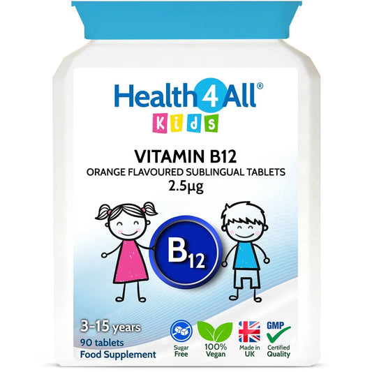 Health4All Kids Vitamin B12 90 2.5µg Sublingual Tablets, Orange Flavoured