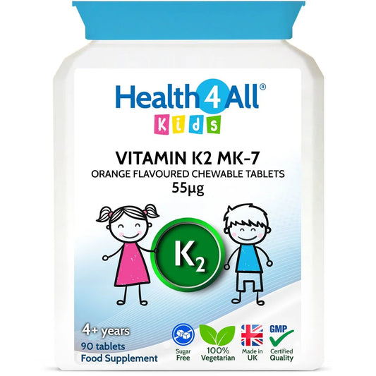 Health4All Kids Vitamin K2 MK-7 90 55mcg Chewable Tablets, Orange Flavored