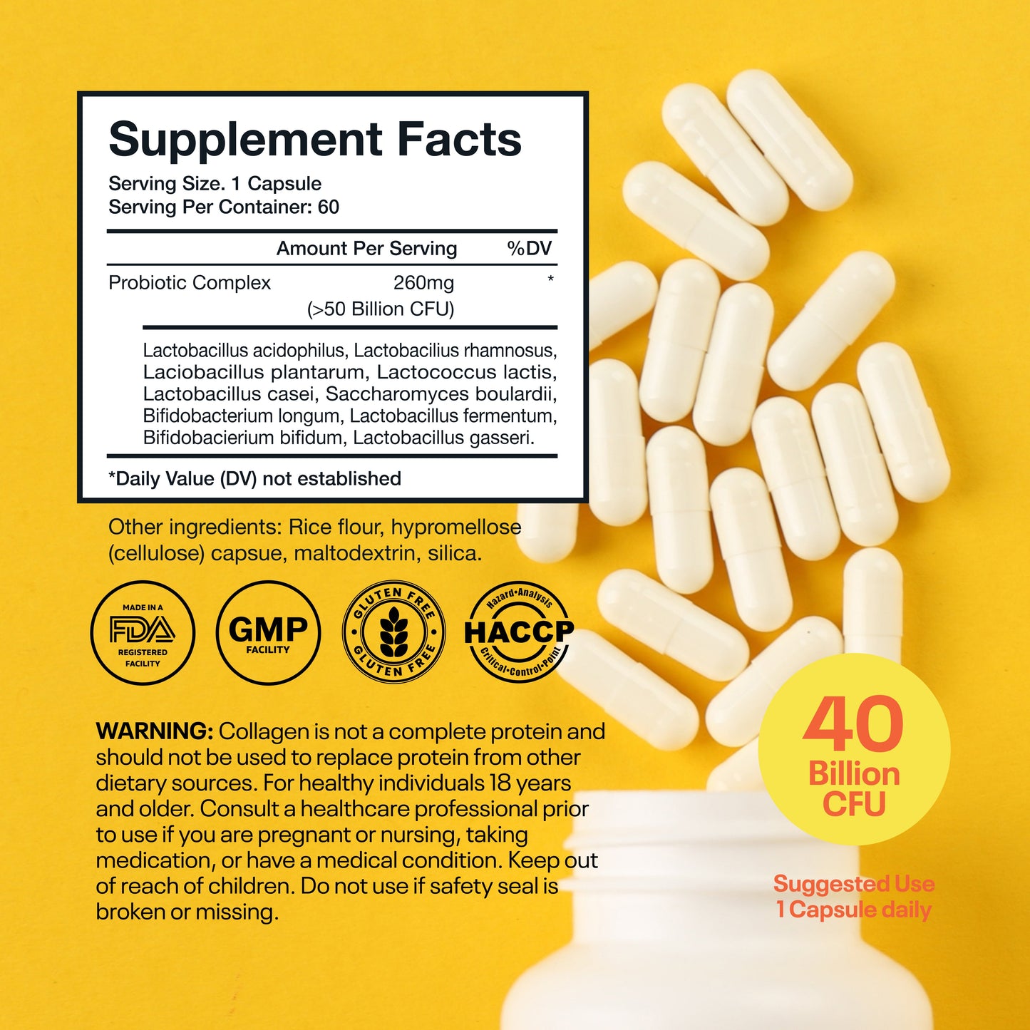 Wellsgoing Probiotic 40 Billion CFU – Digestive & Gut Support (60 Capsules)