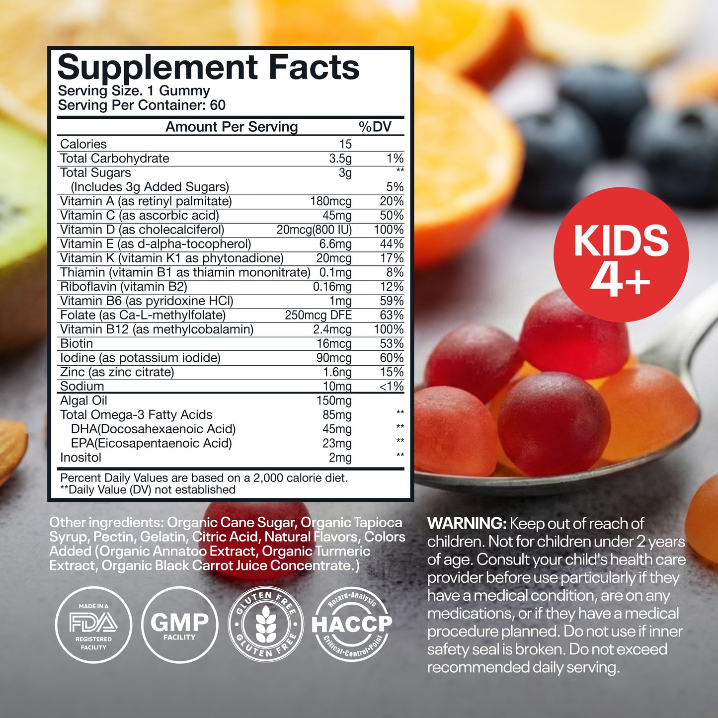 Wellsgoing Kids Multivitamin Gummies with Omega-3 – Vitamins C, D & Zinc (60 Gummies)