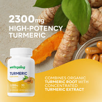 Wellsgoing Turmeric Curcumin 2300 mg – Joint & Immune Support (180 Capsules)
