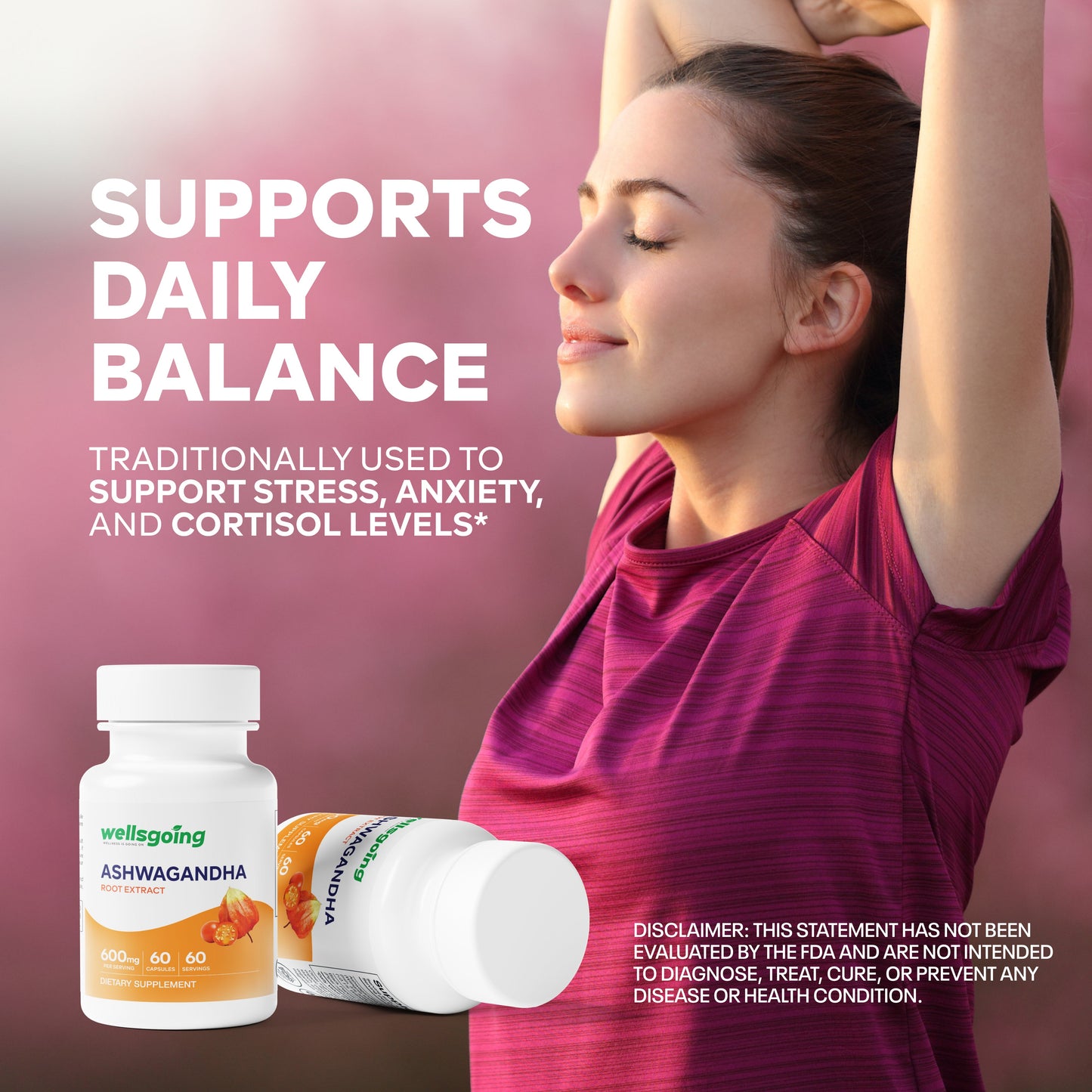 Wellsgoing Ashwagandha 600 mg – Stress & Wellness Support (60 Capsules)