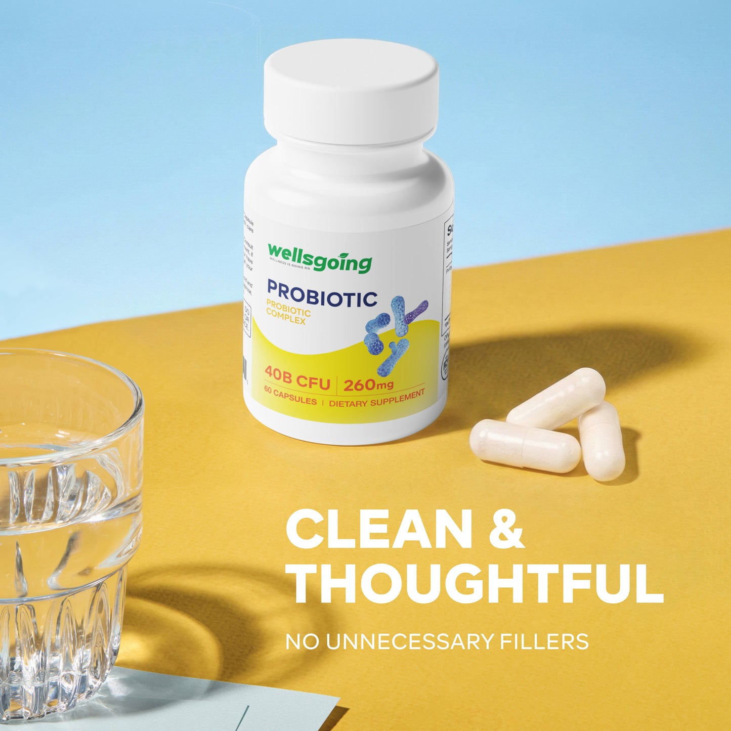 Wellsgoing Probiotic 40 Billion CFU – Digestive & Gut Support (60 Capsules)