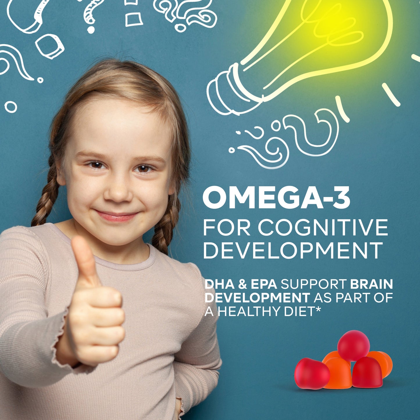 Wellsgoing Kids Multivitamin Gummies with Omega-3 – Vitamins C, D & Zinc (60 Gummies)