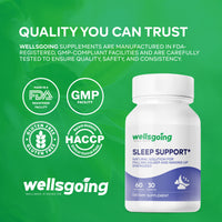 Wellsgoing Sleep Support – Melatonin-Free Relaxation Formula (60 Capsules)