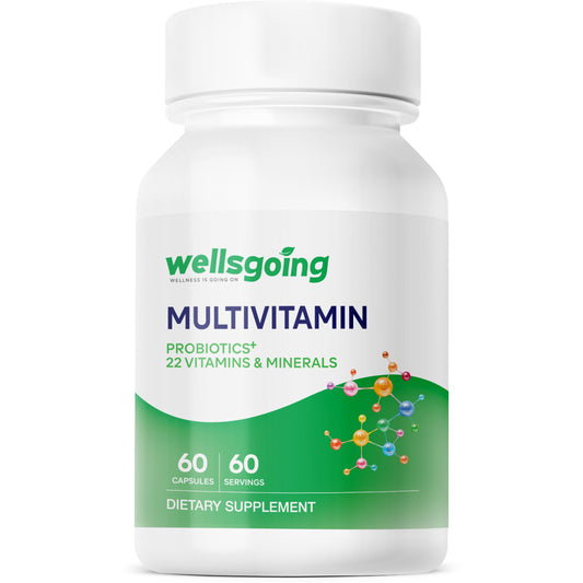 Wellsgoing Multivitamin with Probiotics – Daily Nutrition & Digestive Support (60 Capsules)