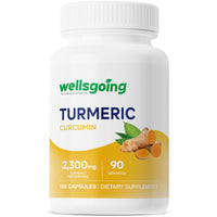 Wellsgoing Turmeric Curcumin 2300 mg – Joint & Immune Support (180 Capsules)