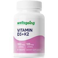Wellsgoing Vitamin D3 + K2 5000 IU – Bone, Teeth & Immune Support (90 Tablets)