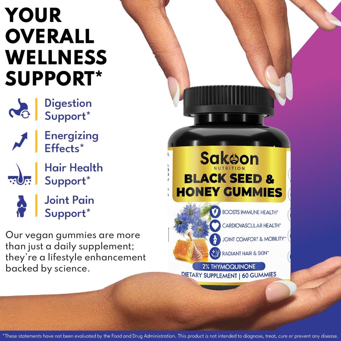 Sakoon Nutrition Black Seed Oil & Honey Gummies