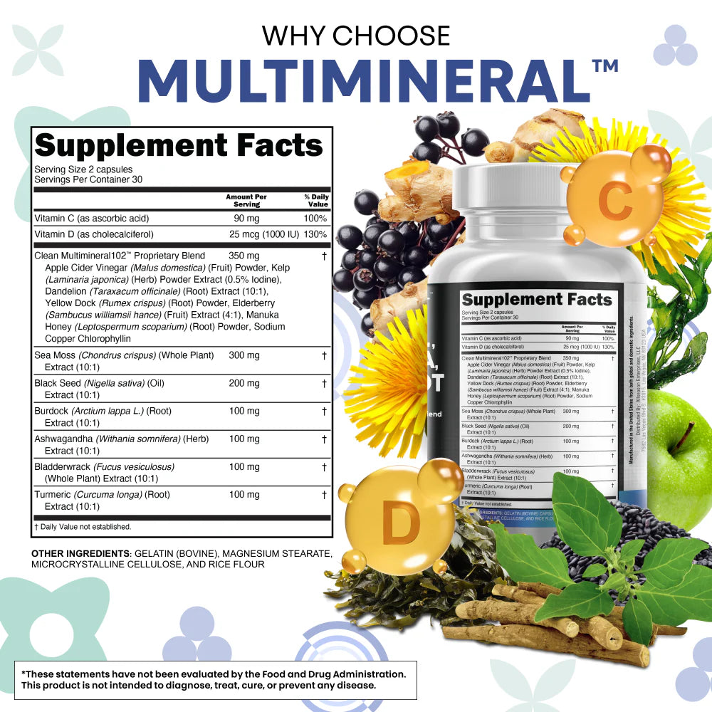 Clean Nutraceuticals MultiMineral™ Sea Moss Black Seed, 60 Capsules