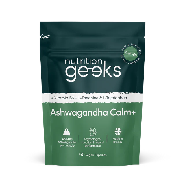 Nutrition Geeks Ashwagandha KSM 66 Complex - 3000mg Enhanced with Amino Acids & Vitamin B6 for Sleep Aid & Calm - 60 Capsules(2 Month Supply)