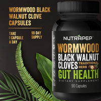 Wormwood, Black Walnut & Clove Capsules – Herbal Digestive & Gut Health Support Supplement, 90 Capsules