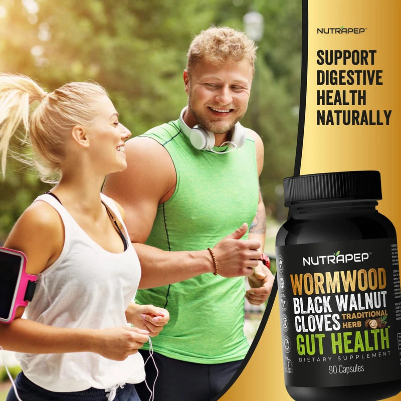 Wormwood, Black Walnut & Clove Capsules – Herbal Digestive & Gut Health Support Supplement, 90 Capsules