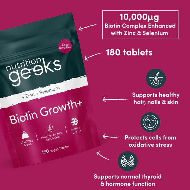 Nutrition Geeks Biotin Hair Growth Supplement - 180 Tablets