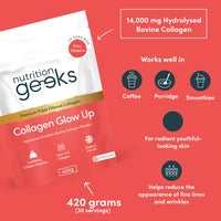 Nutrition Geeks Collagen Glow Up Powder, 420g / 14.8 oz,  1 month supply