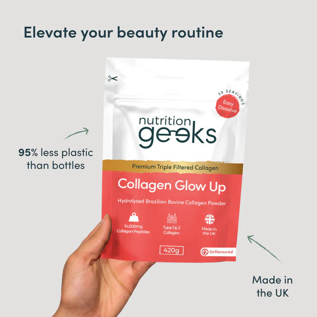 Nutrition Geeks Collagen Glow Up Powder, 420g / 14.8 oz,  1 month supply