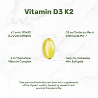 DEAL SUPPLEMENT Vitamin D3 K2 5000IU Softgel, 2-1 Complex, 250 Count