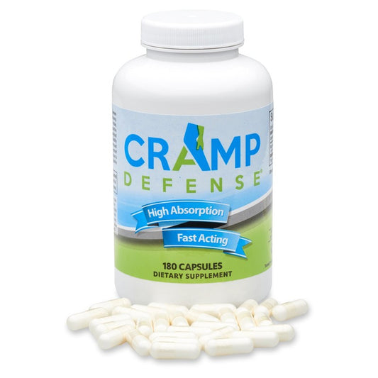 Cramp Defense® Magnesium for Leg Cramps, Muscle Cramps & Muscle Spasms, 180 Capsule Bottle.