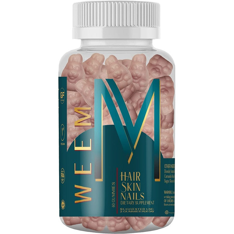 WEEM Hair Skin and Nails Gummies - Supports Healthy Hair - Vegan biotin Vitamins for Women & Men Supports Faster Hair Growth, Stronger Nails, Healthy Skin, Extra Strength 10,000mcg