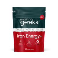 Nutrition Geeks Iron Tablets High Strength Tablets with Vitamin C, B12 & Folic Acid - 120 Tablets