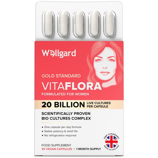 Wellgard Vitaflora Probiotics for Women - 20 Billion CFUs, 30 Capsules, 1 Month Supply