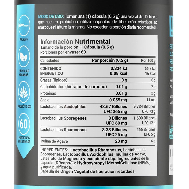 B Life 60 Billion Probiotics | 60 Billones de Probióticos, 120 Cápsulas | 500 mg