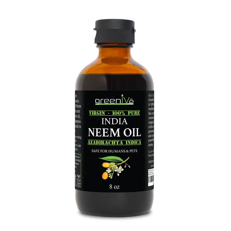 GreenIVe - Neem Oil - 100% Organically Grown Neem Oil - Cold Pressed Virgin Neem Oil (8 Ounce)
