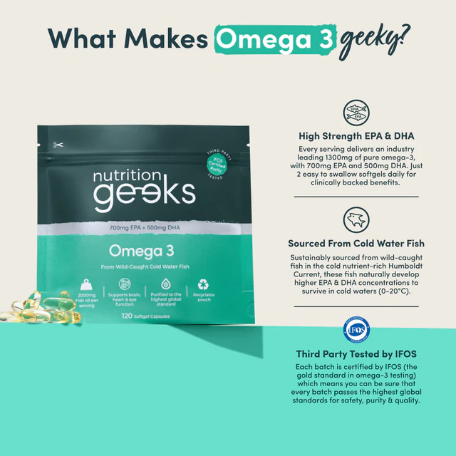 Nutrition Geeks Omega 3, 120 softgel capsules, 2 month supply