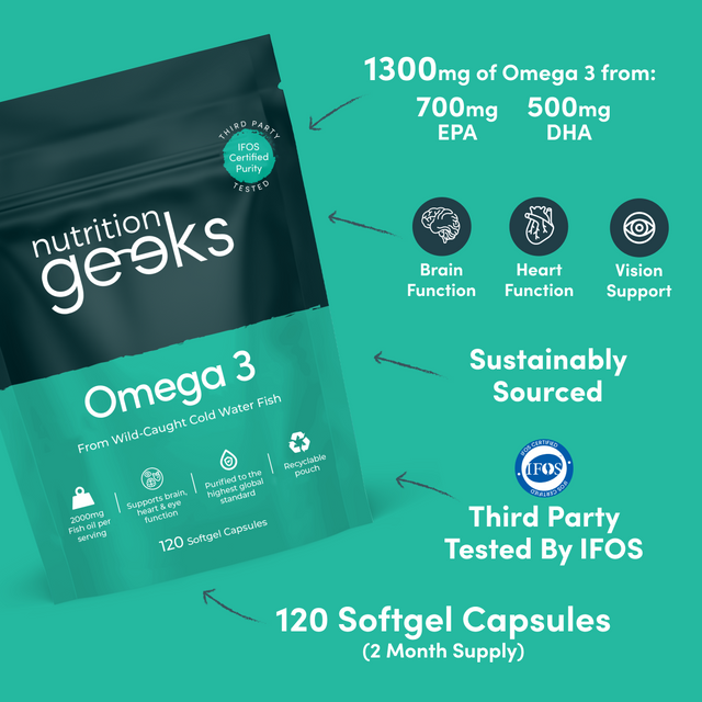 Nutrition Geeks Omega 3, 120 softgel capsules, 2 month supply