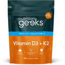 Nutrition Geeks Vitamin D3 4000iu + Vitamin K2 (MK7), 12 months supply (365 tablets)