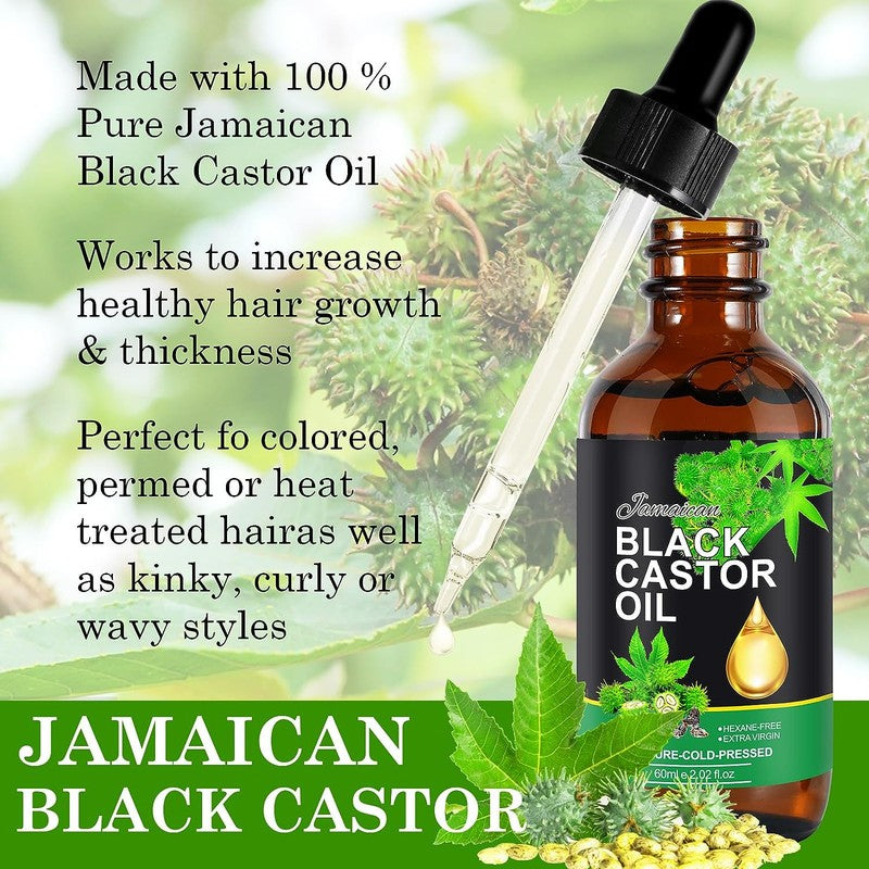 Jamaican Black Castor Oil, 2.02 fl oz, Castor Oil for Hair Growth, Nourishes and Hydrates Hair, Skin & Nails, Prevents Hair Breakage, Organic Hair Growth Oil, Natural Hair Care Oil, Cruelty Free