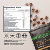 Himalayan Shilajit Gummies – 75% Fulvic Acid, Energy & Vitality Support with Ashwagandha – Daily Wellness Supplement – 60 Gummies