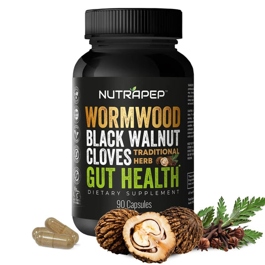 Wormwood, Black Walnut & Clove Capsules – Herbal Digestive & Gut Health Support Supplement, 90 Capsules