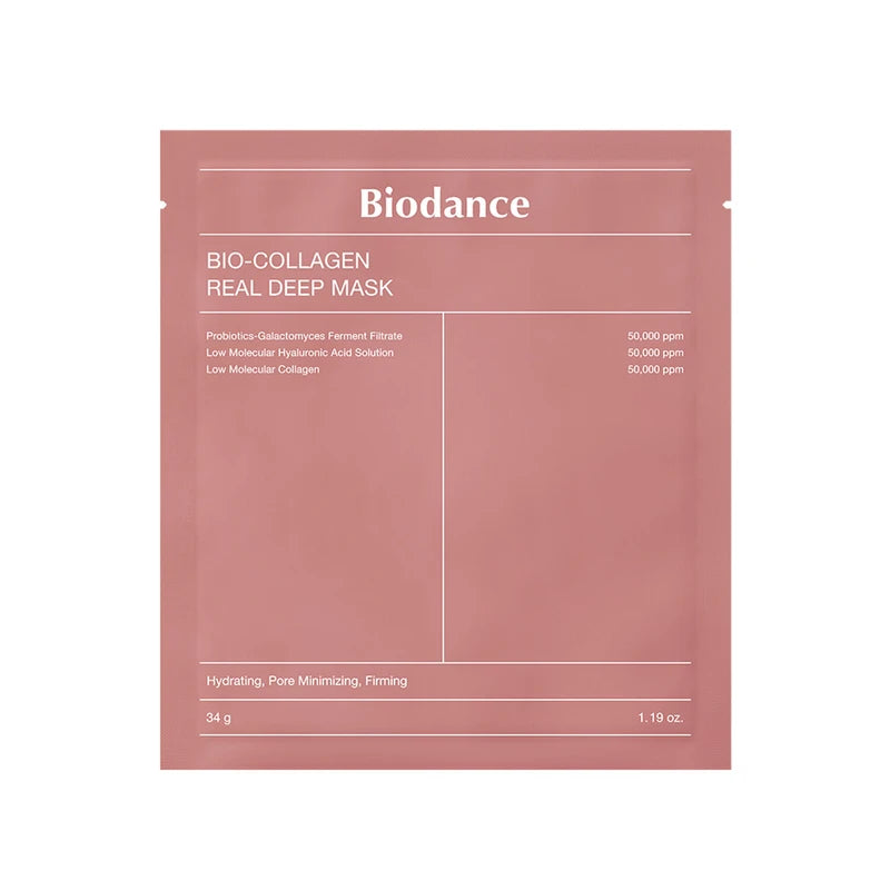 BIODANCE Bio-Collagen Real Deep Mask, Hydrating Overnight Hydrogel Mask, Pore Minimizing, Elasticity Improvement, 34g x4 ea