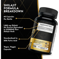 Shilajit Supplement Capsules, 10,000mg Equivalent per Serving,  Made in The USA, Shilajit for Men & Women, 60 Capsules