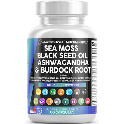 Clean Nutraceuticals MultiMineral™ Sea Moss Black Seed, 60 Capsules