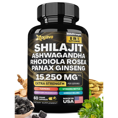 Shilajit 8 in 1 Supplement Capsules, 60 count