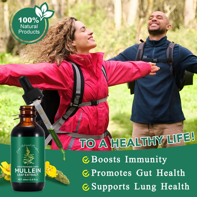 Mullein Drops for Lungs - Mullein Leaf Extract with Chlorophyll for Lung and Respiratory Support, Mullein Herbal Supplements, 2.02 fl oz (60ml)