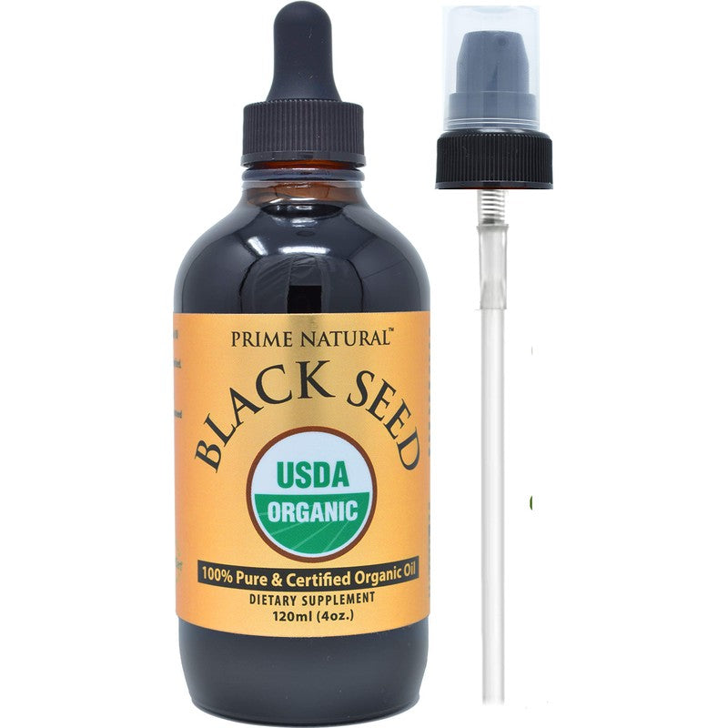 Organic Black Seed Oil 4oz - USDA Certified - High Thymoquinone, Turkish Origin, Pure Nigella Sativa - Cold Pressed, Unrefined, Vegan - Omega 3 6 9, Antioxidant, Immune Boost, Joints, Skin & Hair