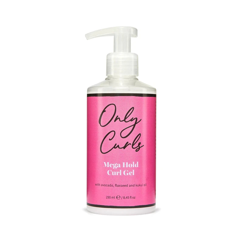 Only Curls Mega Hold Curl Gel 250ml (8.45 fl oz) – Strong Hold Styling Gel for Defined, Long-Lasting, and Frizz-Free Curls – Vegan & Cruelty-Free Curl Care