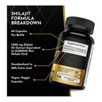 Shilajit Supplement Capsules, 10,000mg Equivalent per Serving, Made in The USA, Shilajit for Men & Women, 60 Capsules