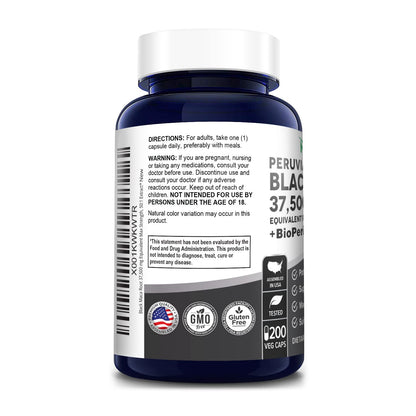 NusaPure Black Maca Root 37,500mg per caps (50:1 Extract) 200 Veggie Capsules (Vegan, Non-GMO, Gluten-Free)